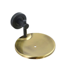 Fossa Rainbow Stainless Steel Round Soap Holder for Bathroom, Soap Stand, Bathroom Accessories Matte Finish (Black+Gold)