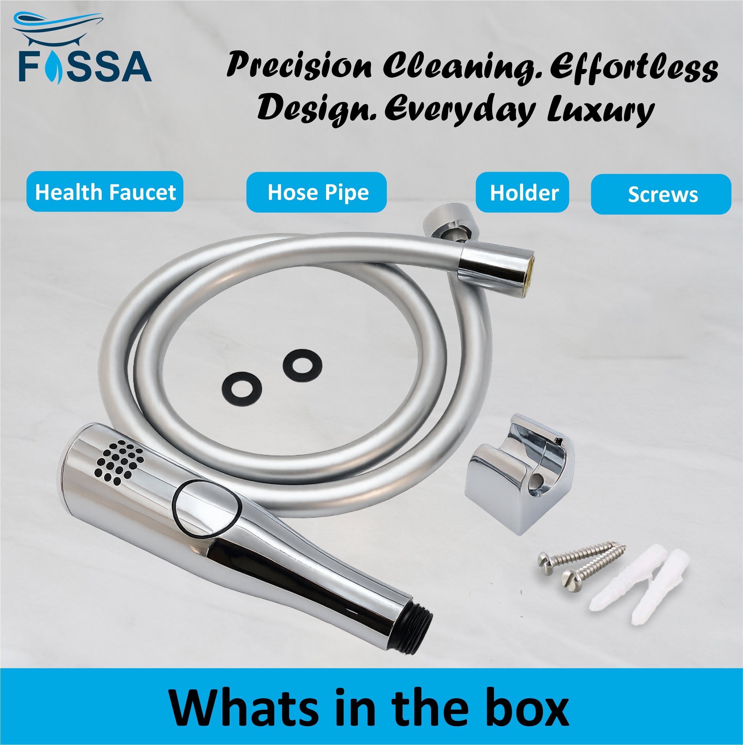 Fossa Italian Health Faucet Bidet Sprayer for Toilet, Handheld Sprayer Cloth Diaper Sprayer Set - ABS (Chrome Finish) | (with 1 mtr Hose Pipe & Hook)