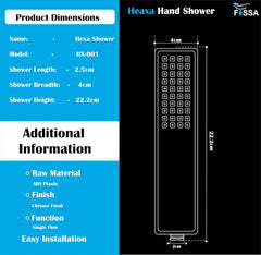 Fossa Hexa Square ABS Hand-Held Shower with 1.5 Mtr Hose Pipe and Wall Hook for Bathroom, High Pressure Shower Set Chrome Finish (Hand Shower Set) - Fossa Home 