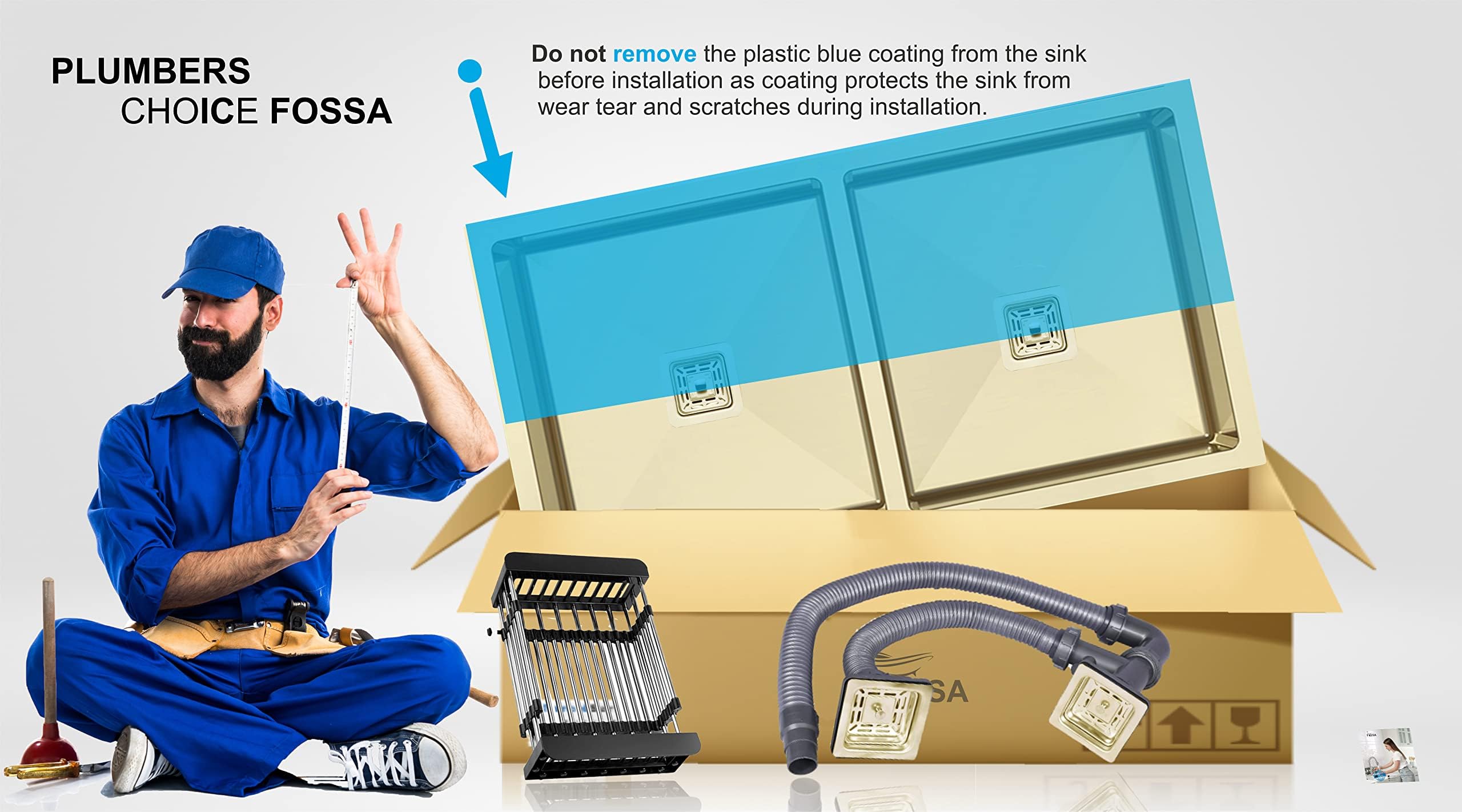 Premium Handmade (37x18x 10) Inch Double Bowl Gold  Stainless Steel Kitchen Sink - Fossa Home 