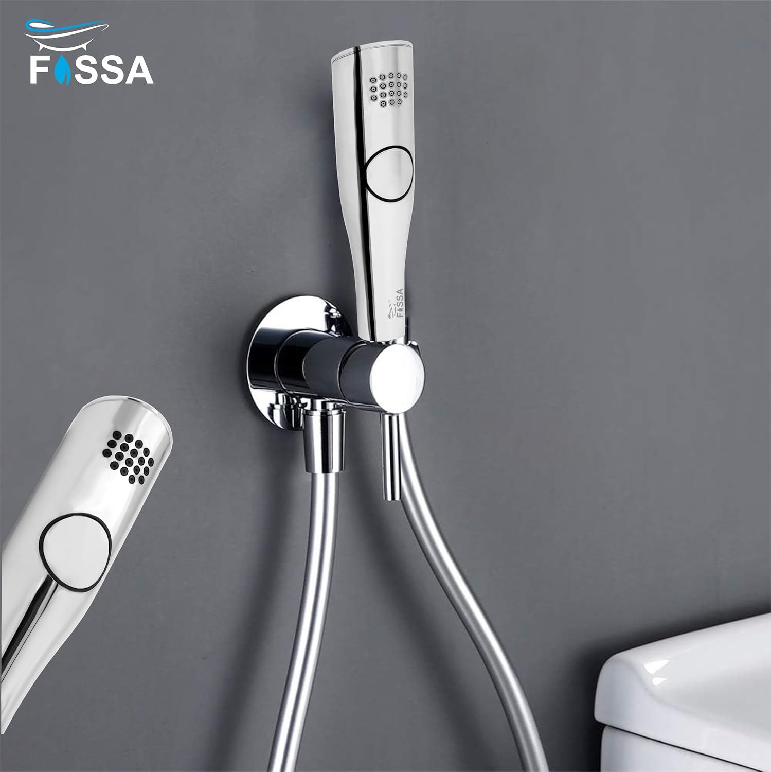 Fossa Italian Health Faucet Bidet Sprayer for Toilet, Handheld Sprayer Cloth Diaper Sprayer Set - ABS (Chrome Finish) | (with 1 mtr Hose Pipe & Hook)
