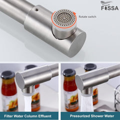 Fossa Kitchen Sink Mixer Tap, Single Handle Stainless Steel 360° Swivel Kitchen Sink Tap, Commercial Modern Brushed Nickel Kitchen Sink Faucet with Flexible Spout Zig Zag Faucet ,