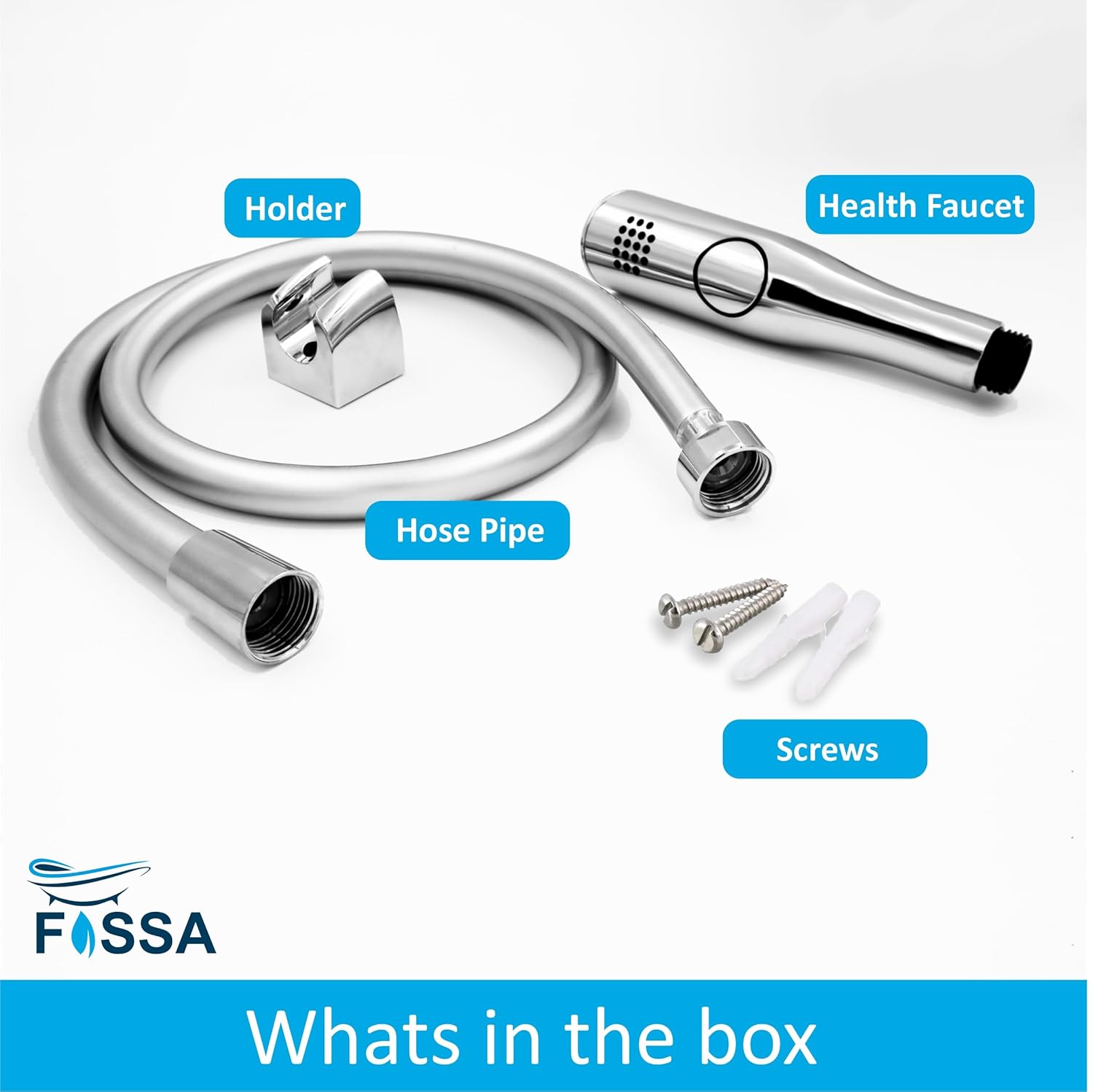 Fossa Italian Health Faucet Bidet Sprayer for Toilet, Handheld Sprayer Cloth Diaper Sprayer Set - ABS (Chrome Finish) | (with 1 mtr Hose Pipe & Hook)