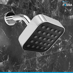 Fossa 4"x4" Square Elite Shower Head - High Pressure Rain - Luxury Design - 1-Min Install - Easy Clean Adjustable for Your Bathroom Shower Heads (Without Arm)