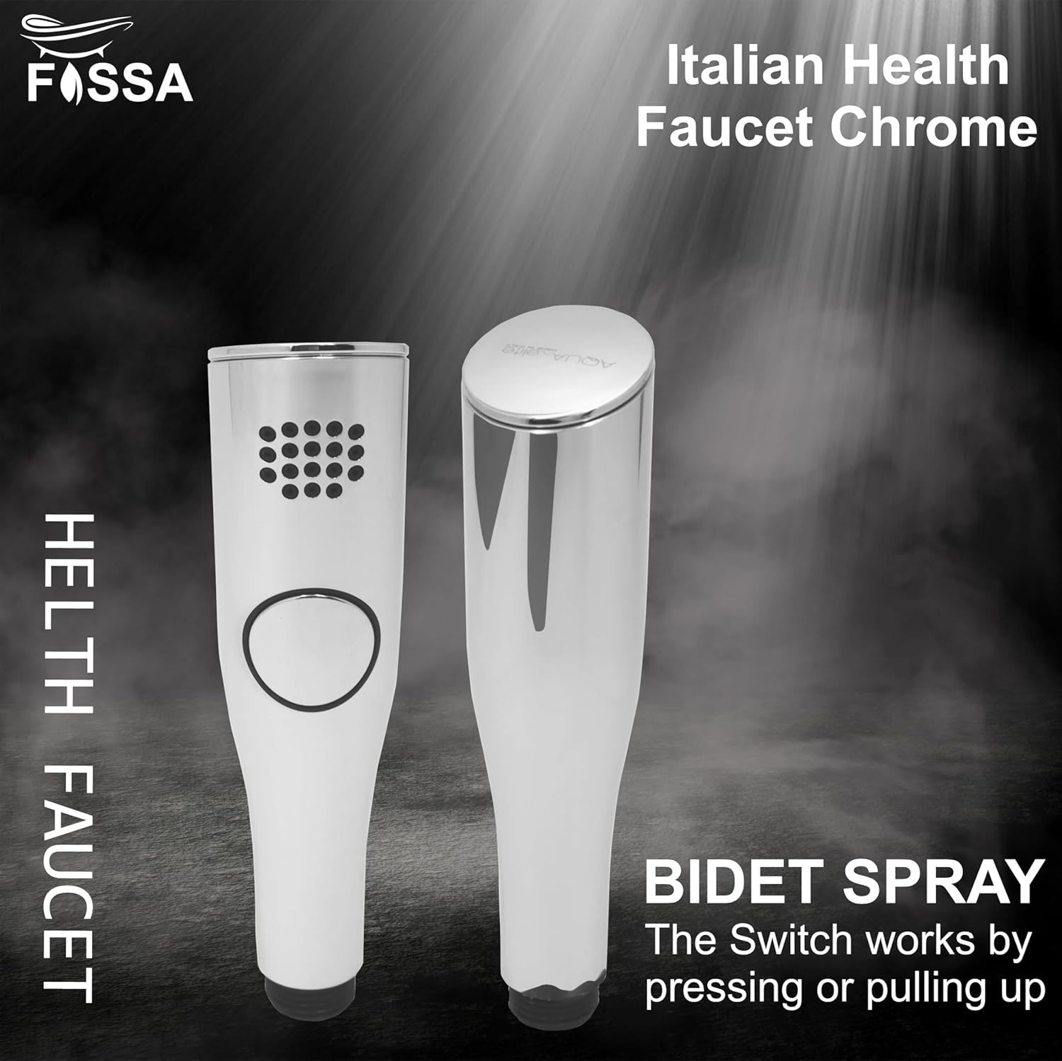 Fossa Italian Health Faucet Bidet Sprayer for Toilet, Handheld Sprayer Cloth Diaper Sprayer Set - ABS (Chrome Finish) | (with 1 mtr Hose Pipe & Hook)