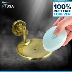 Fossa Rainbow Stainless Steel Round Soap Holder for Bathroom, Soap Stand, Bathroom Accessories Matte Finish (Gold)