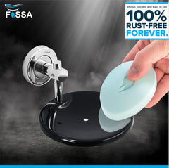 Fossa Rainbow Stainless Steel Round Soap Holder for Bathroom, Soap Stand, Bathroom Accessories Chrome Finish (Black+Chrome)