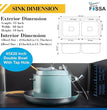 Fossa Black Kitchen Sink - 45"x20"x10" Stainless Steel Double Bowl Sink With Tap Hole,Drain Basket, Soap Dispenser, Siphon Drain - Topmount Sink for Campervan or Home Kitchen