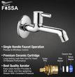 Fossa Orbit Brass Tap Faucet Bib Tap (Long Body) Wall Mounted for Bathroom, Kitchen Sink, Washing Areas, Gardens, Sink Faucet with Brass Tap with Wall Flange (Mirror-Chrome Finish)
