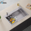 Fossa 24"x18"x0" inch Single Bowl With Tap Hole Premium Stainless Steel Handmade Kitchen Sink (Matte Finish) Silver