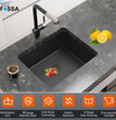 Fossa 21"x18"x09" Single Bowl Honeycomb Embossed Sink with Black Nano Coating, Stainless Steel Single Bowl Sink, Rectangular Workstation with Drainer and Overflow Set (Black)