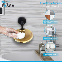 Fossa Rainbow Stainless Steel Round Soap Holder for Bathroom, Soap Stand, Bathroom Accessories Matte Finish (Black+Gold)