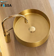 Fossa 16x16x5 Inch Table Top Wash Basin For Bathroom Round Counter Top Wash Basin For Living Room Washbasin Countertop Tabletop stainless steel Bathroom Kitchen Sink Matte Finish Gold (Round)