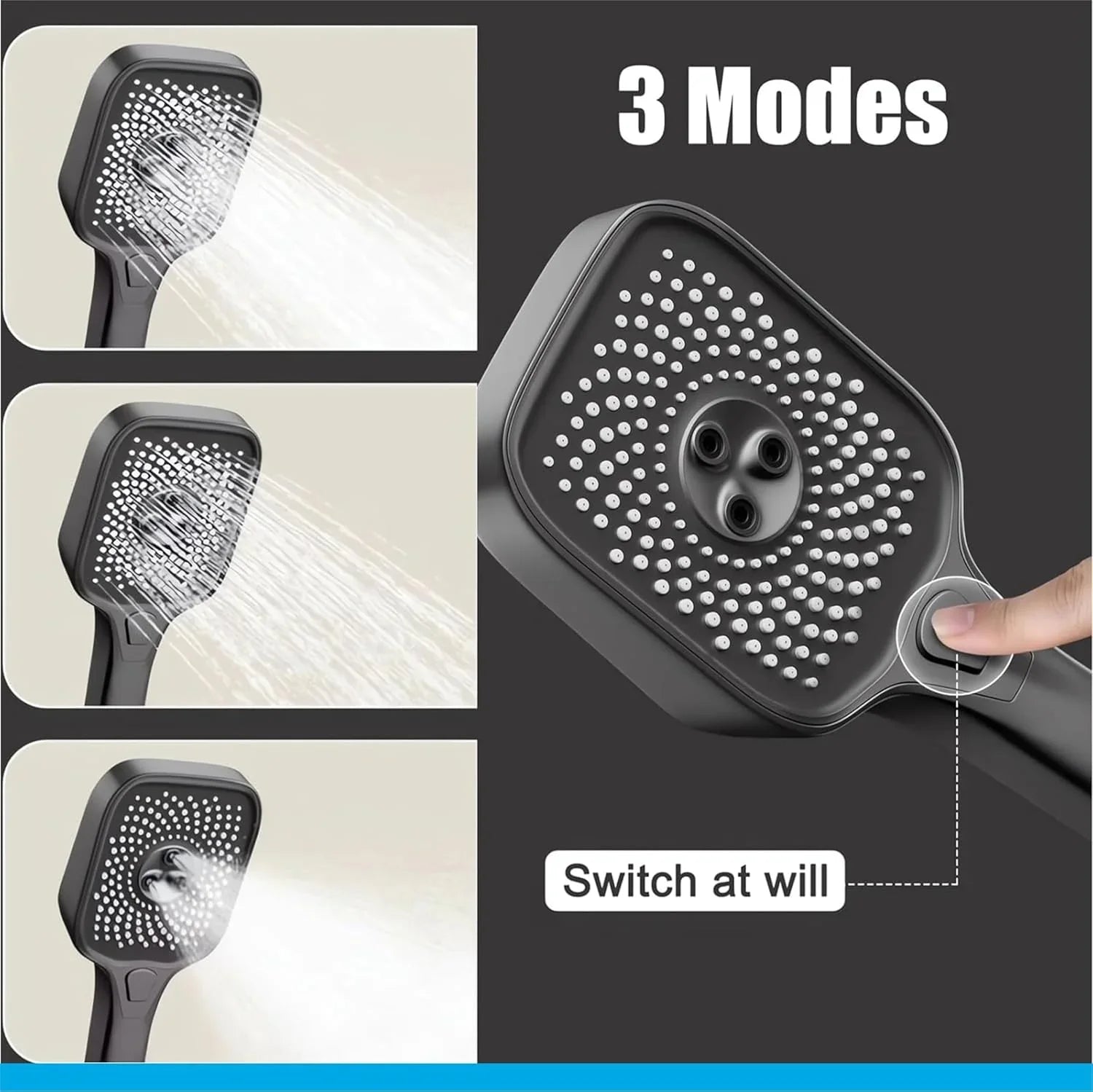 Fossa Spark Shower System with Thermostat Shower Set Wall Piano Button Shower Set Height Adjustable Rain Shower Set with Shower Fitting, 12 Inch Shower Head, Hand Shower, Bidet Spray, Gun (Grey) (Light Weight ) - Fossa Home 