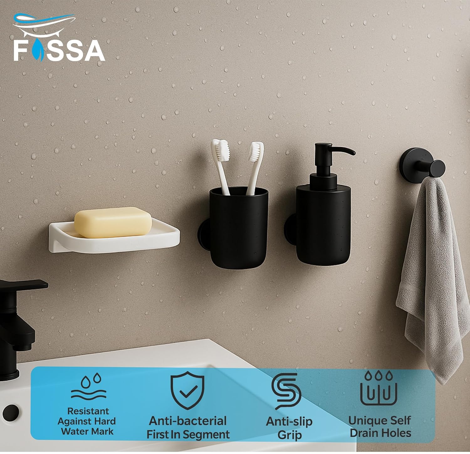 Fossa Classic Ceramic Soap Dish for Bathroom & Kitchen – Wall Mounted Soap Dish Holder with Anti-Rust, Anti-Slip Grip | Bathroom Soap Holder, Kitchen Soap Dish, Soap Stand White (Glossy Finish) - Fossa Home 