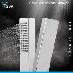 Fossa Hexa Square ABS Hand-Held Shower with 1.5 Mtr Hose Pipe and Wall Hook for Bathroom, High Pressure Shower Set Chrome Finish (Hand Shower Set)