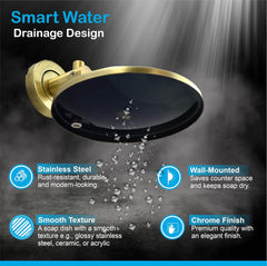Fossa Rainbow Stainless Steel Round Soap Holder for Bathroom, Soap Stand, Bathroom Accessories Matte Finish (Gold)
