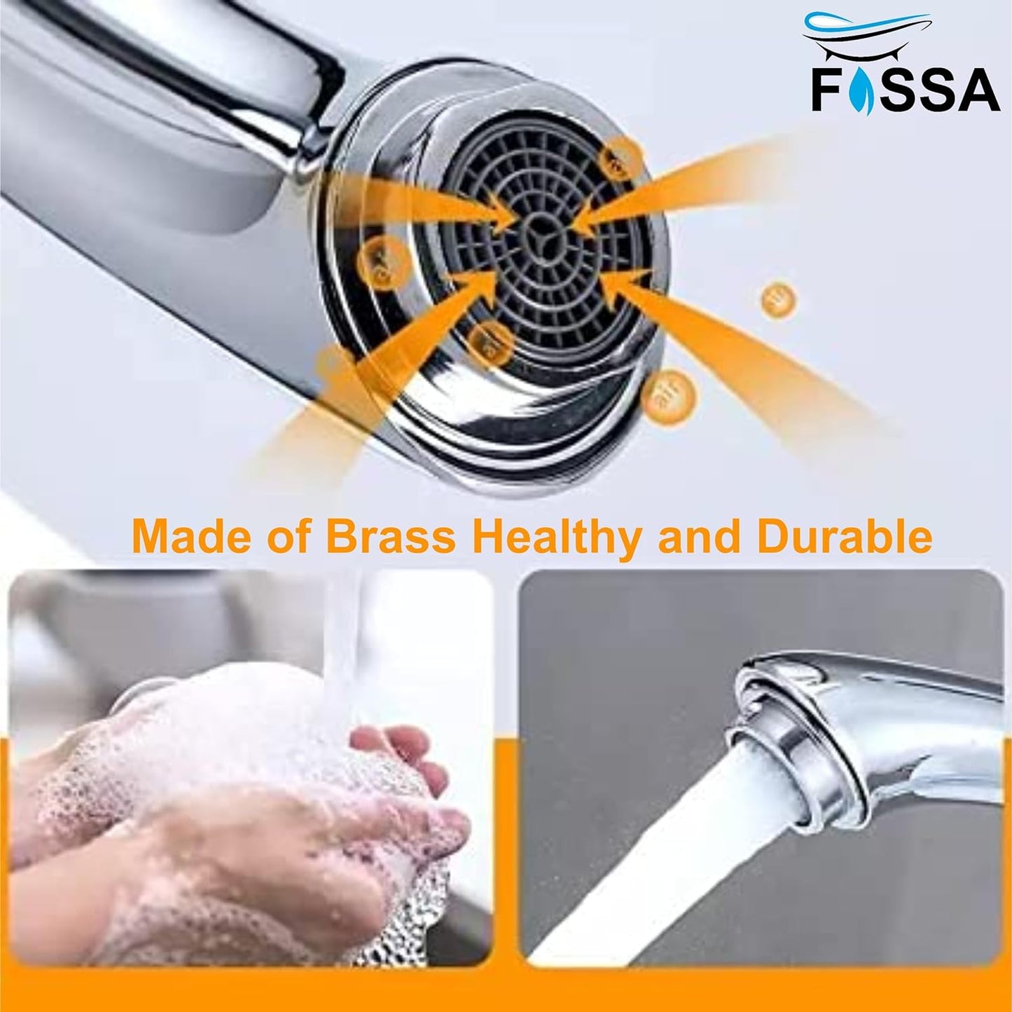 Fossa Brass Single Lever Basin Faucets Sink Tap Deck Mounted Washbasin Single Hole Single Handle Mixer Tap Hot & Cold Water Bathroom Accessories (Chrome Finish)