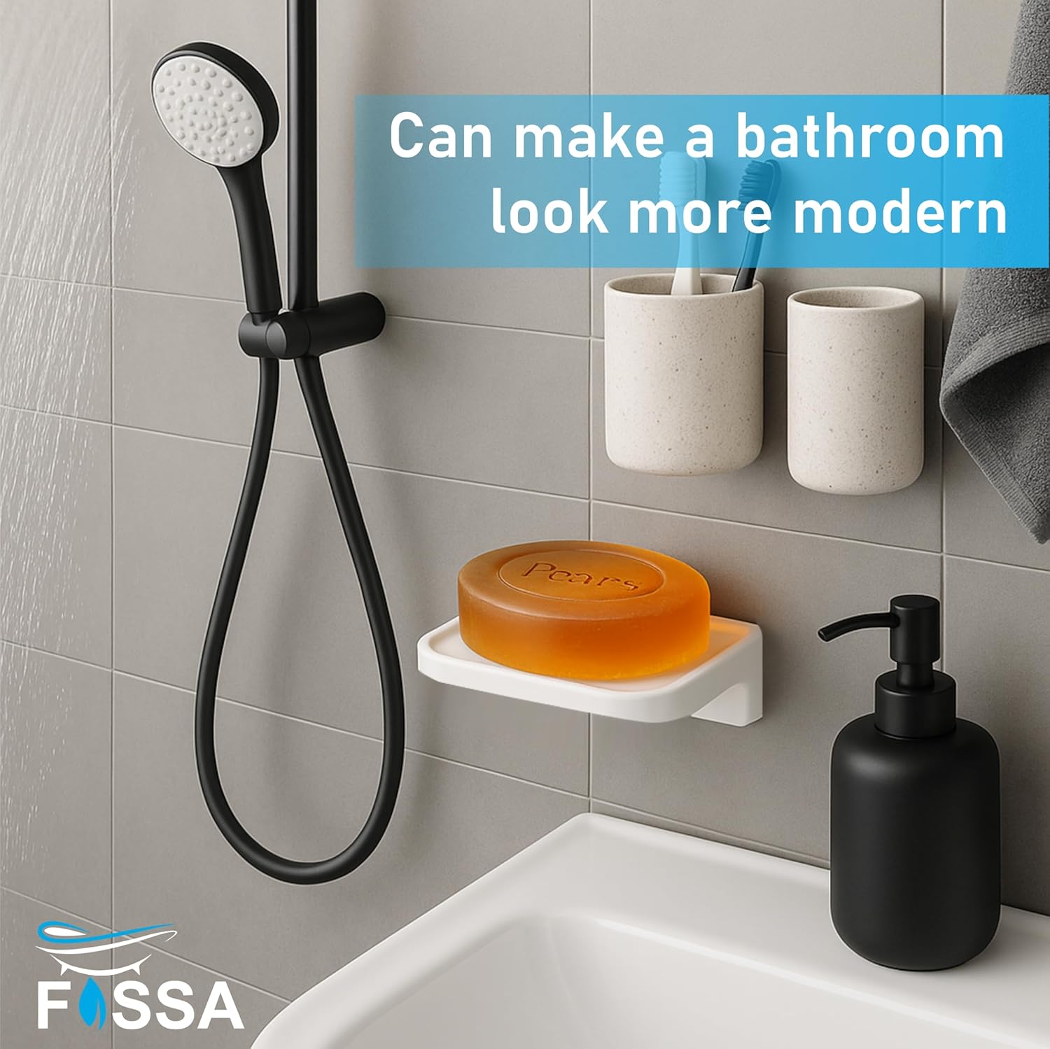 Fossa Classic Ceramic Soap Dish for Bathroom & Kitchen – Wall Mounted Soap Dish Holder with Anti-Rust, Anti-Slip Grip | Bathroom Soap Holder, Kitchen Soap Dish, Soap Stand White (Glossy Finish) - Fossa Home 