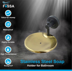 Fossa Rainbow Stainless Steel Round Soap Holder for Bathroom, Soap Stand, Bathroom Accessories Matte Finish (Black+Gold)