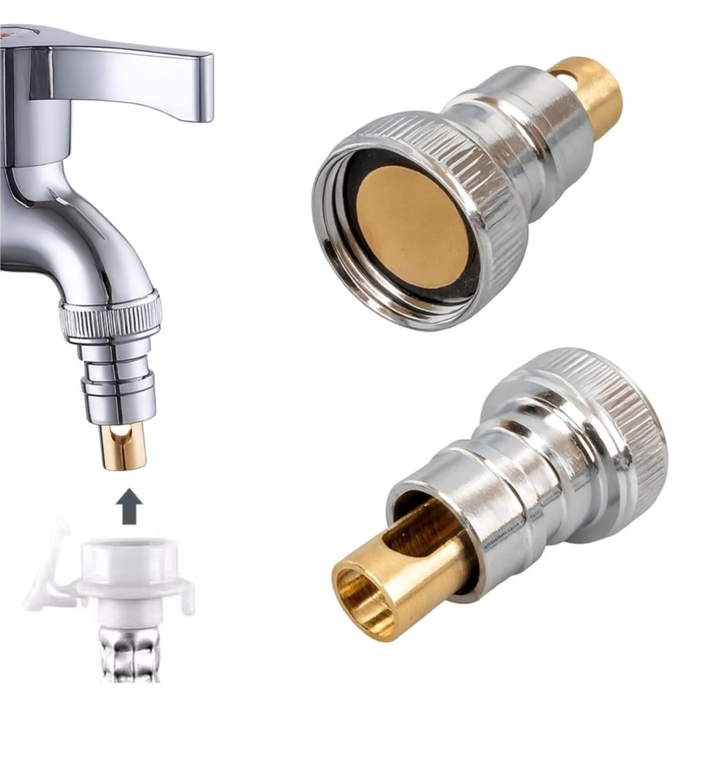 Fossa Washing Machine Tap Faucet Adapter Nozzle  cock Silver Pack OF 2