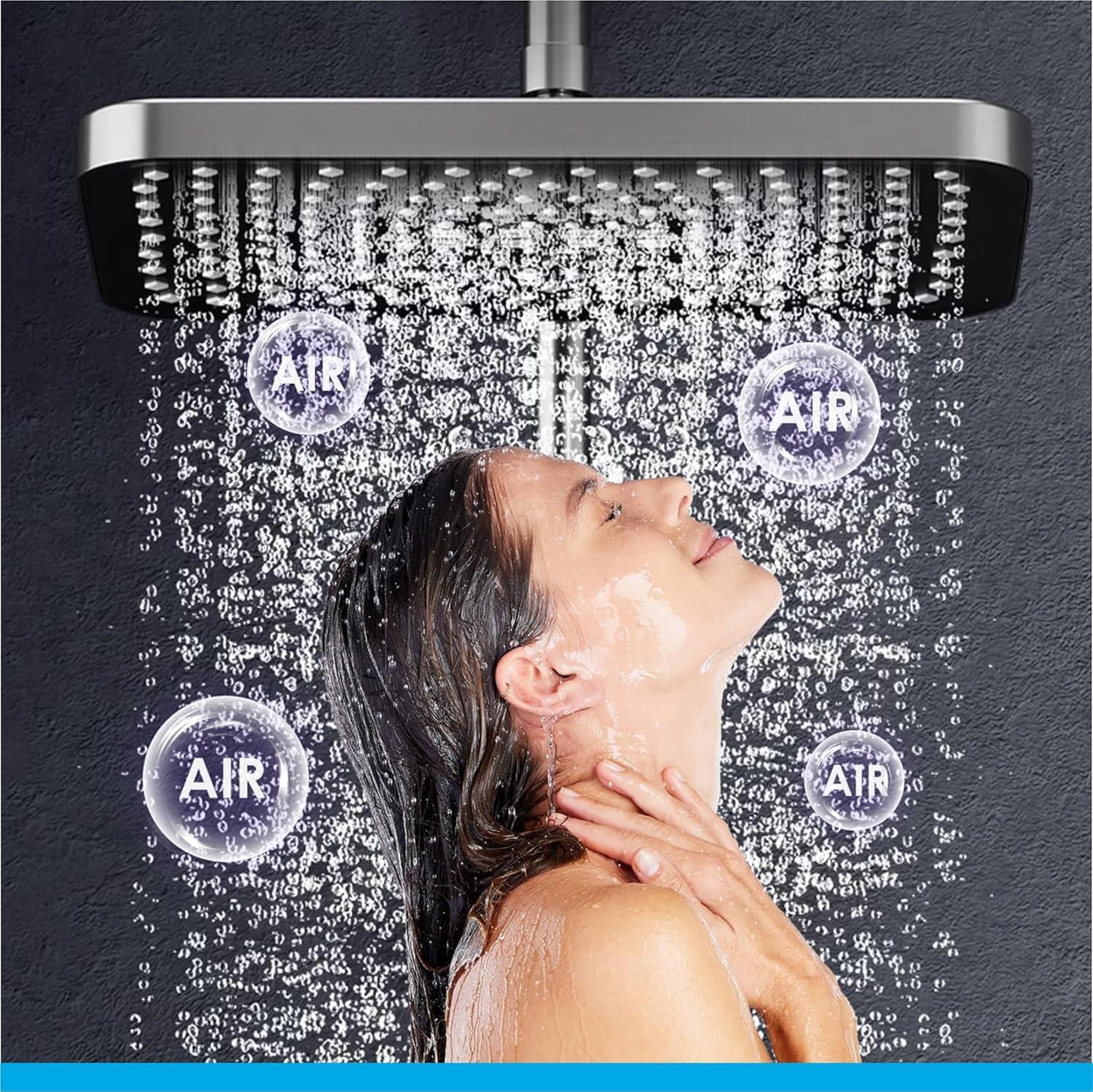 Fossa Spark Shower System with Thermostat Shower Set Wall Piano Button Shower Set Height Adjustable Rain Shower Set with Shower Fitting, 12 Inch Shower Head, Hand Shower, Bidet Spray, Gun (Grey) (Light Weight ) - Fossa Home 