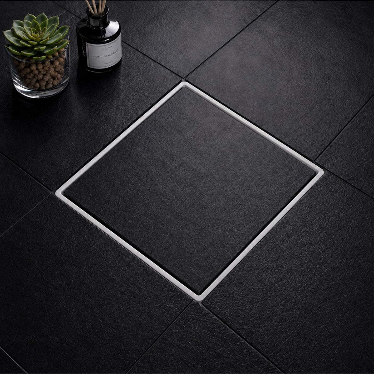 Fossa 6x6 Inch Marble Tile Insert Floor Drain – White (RW-214)