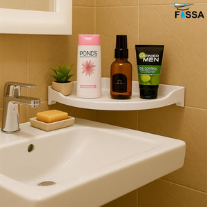 White Corner Wall Shelf 9 inch Unbreakable Abs Ceramic Finish (RW-133) - Fossa Home 