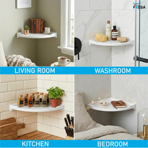 White Corner Wall Shelf 9 inch Unbreakable Abs Ceramic Finish (RW-133) - Fossa Home 