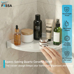 White Corner Wall Shelf 9 inch Unbreakable Abs Ceramic Finish (RW-133) - Fossa Home 