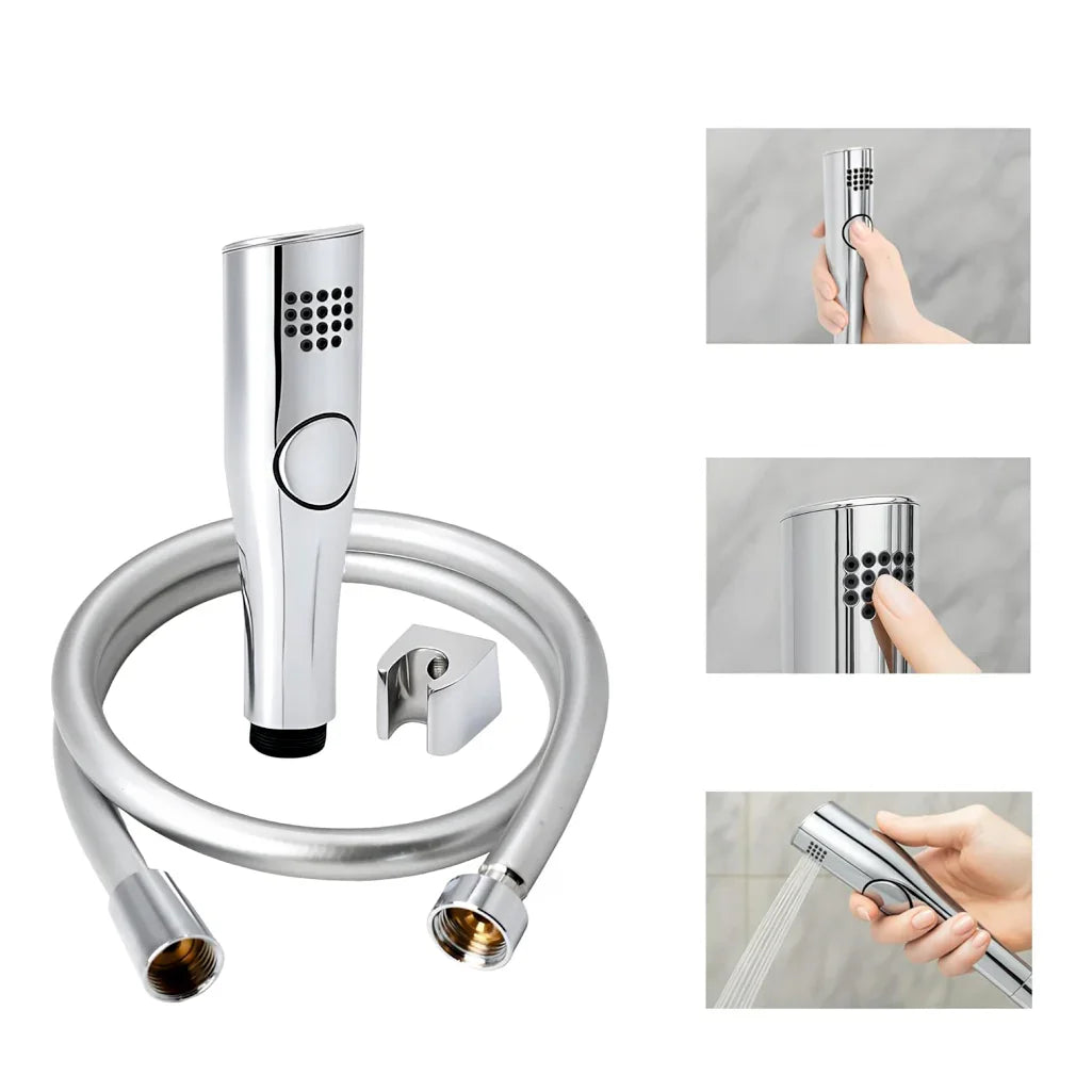 Italian Silver ABS Health Faucet with 1 Meter 304-Grade SS Hose Pipe & Hook - Fossa Home 