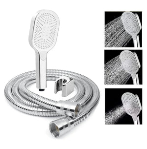 Thunder White Luxury Handheld Shower Head with 3 Spray Setting Modes, Multi-Function, Large Hand Shower with Wall Hook and 1M SS Shower