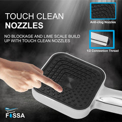 Fossa Alpha Wave Hand Shower – Handheld Shower Head with 2 Spray Modes, ABS Body, | Chrome Finish for Modern Bathrooms only hand shower - Fossa Home 