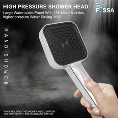 Fossa Alpha Wave Hand Shower – Handheld Shower Head with 2 Spray Modes, ABS Body, | Chrome Finish for Modern Bathrooms only hand shower - Fossa Home 
