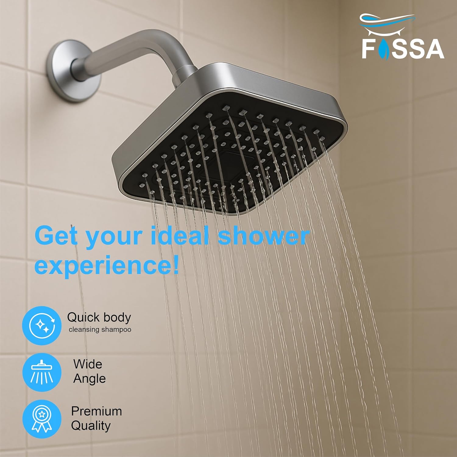 Simple fitting design for quick installation Compatible with standard bathroom shower fittings

