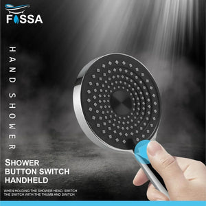Alpha Handheld Shower ABS Rain Showerhead, 2 Water Outlet Mode Black-Chrome - Fossa Home 