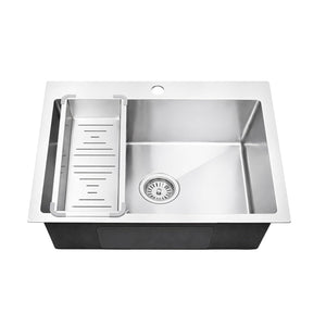 21x18 inch stainless steel single bowl kitchen sink installed in modern kitchen countertop with faucet