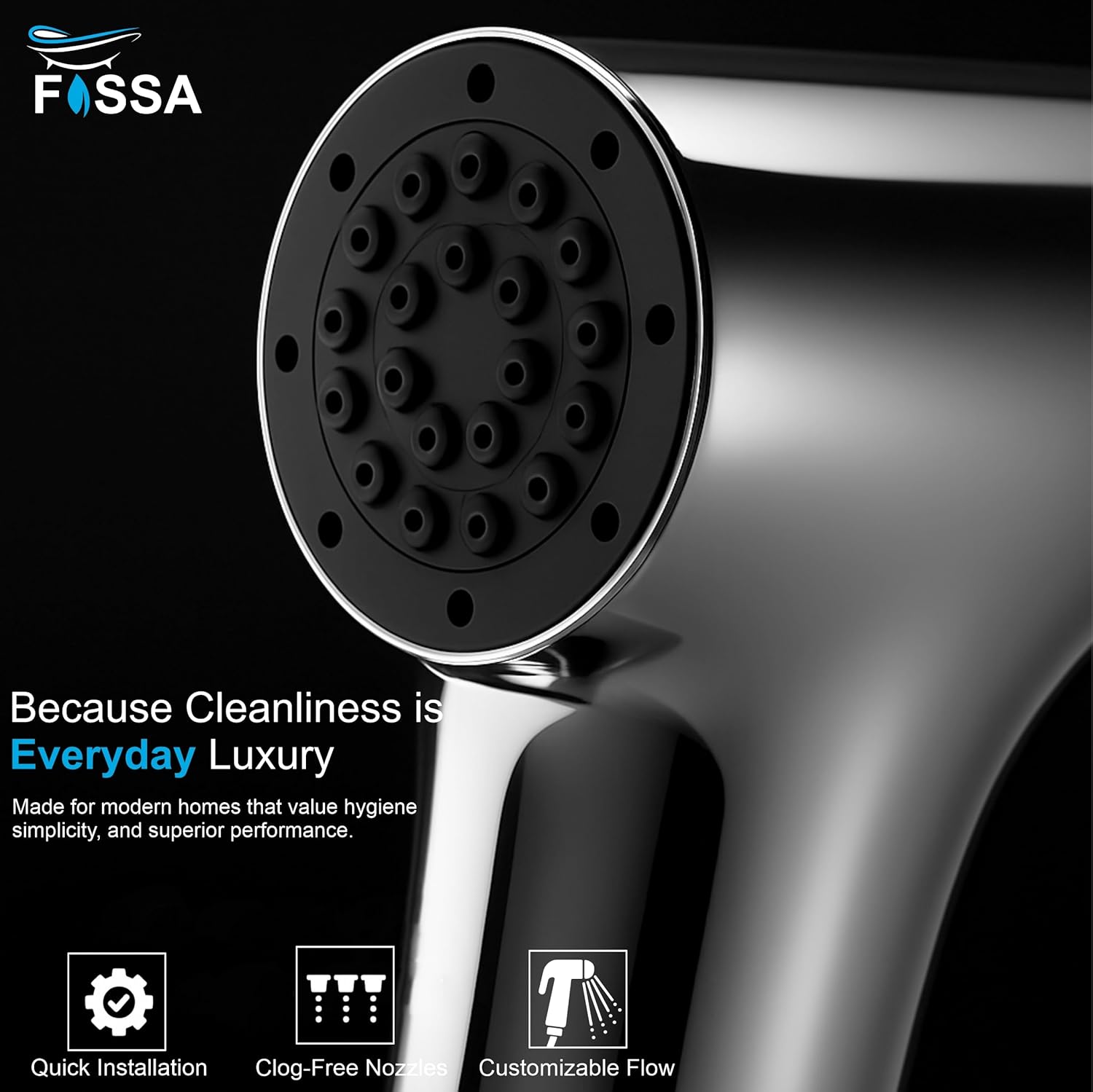 Aqua Silver ABS Health Faucet with 1 Meter 304-Grade SS Hose Pipe & Hook