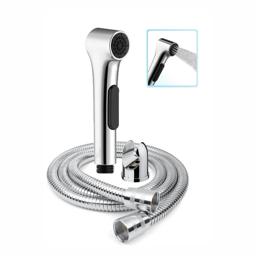 aqua silver abs health faucet with 1 meter 304 stainless steel hose pipe and wall hook