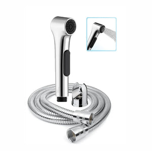 aqua silver abs health faucet with 1 meter 304 stainless steel hose pipe and wall hook