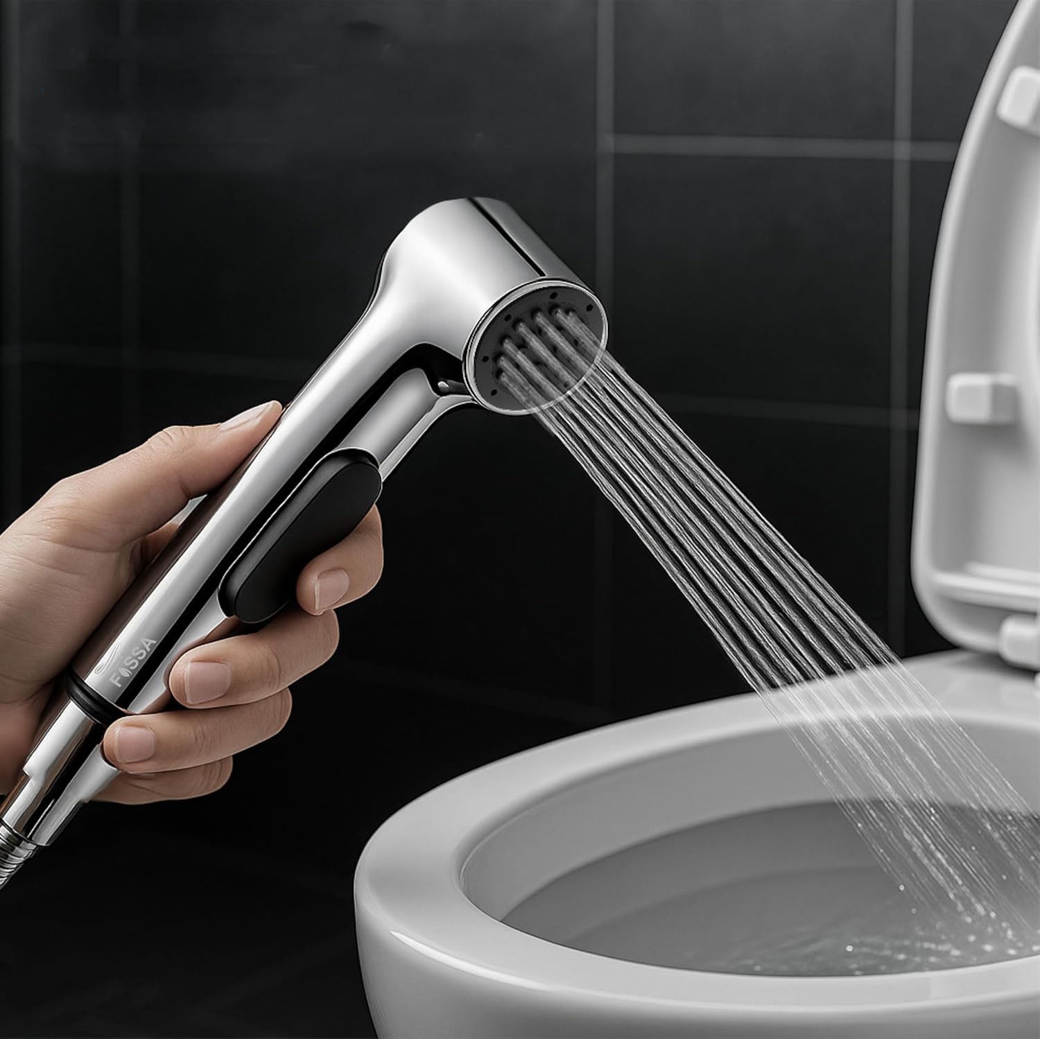 Aquajet health faucet with stainless steel for hygienic bathroom use