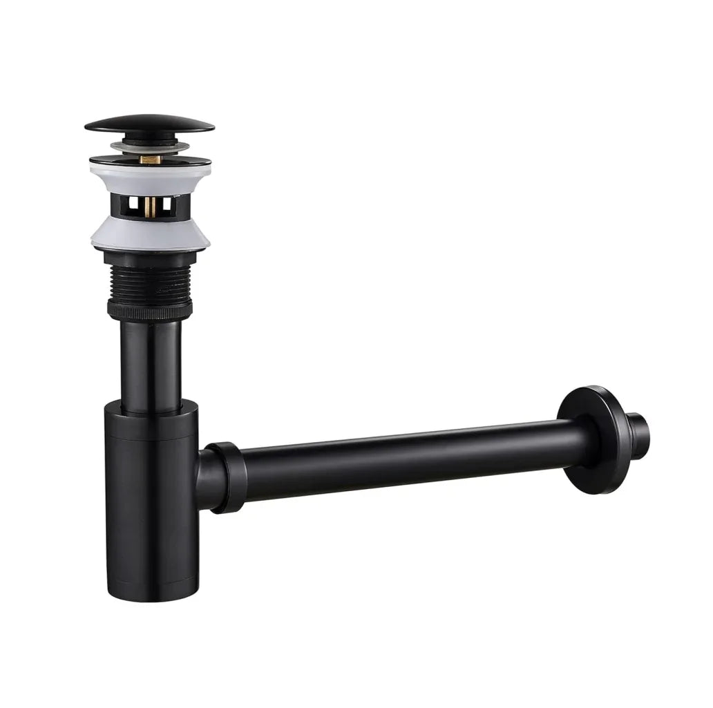 12 inch Stainless Steel Black Bottle Trap with Flange - Fossa Home 