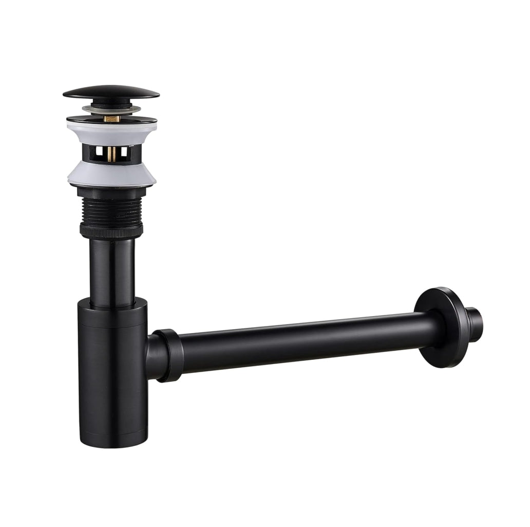 Fossa 304 Stainless Steel | Stylish Bottle Trap & Drain Pipe for Bathroom Wash Basin & Kitchen Sink | Rust-Free Design Black (Bottle Trap with Pop-up Waste Coupling Set)