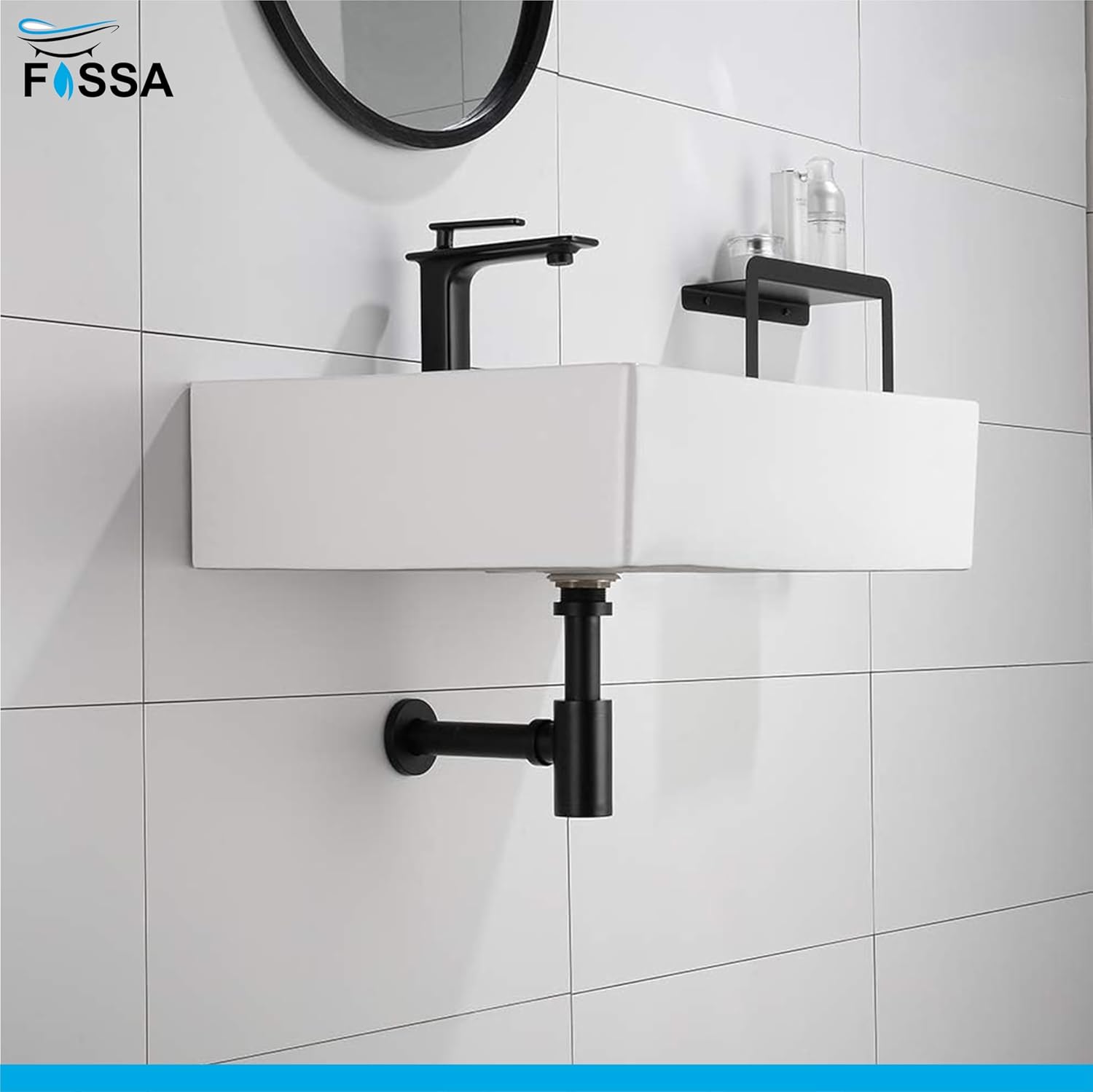 Fossa Stainless Steel | Stylish Bottle Trap & Drain Pipe for Bathroom Wash Basin & Kitchen Sink | Rust-Free Design Black (Bottle Trap with Pop-up Waste Coupling Set)