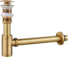 Fossa Stainless Steel | Stylish Bottle Trap & Drain Pipe for Bathroom Wash Basin & Kitchen Sink | Rust-Free Design Gold (Bottle Trap with Pop-up Waste Coupling Set)