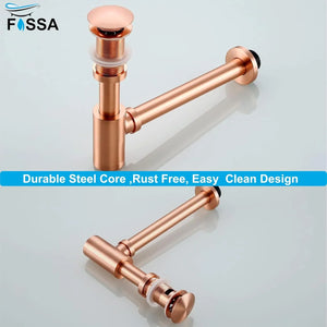 bathroom bottle trap stainless steel rose gold finish with flange