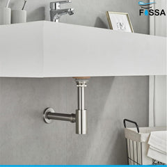 Fossa Stainless Steel Bottle Trap Set with Waste Outlet Pipe for Bathroom Wash Basin/Kitchen Sink (Bottle Trap with Coupling) (Silver)