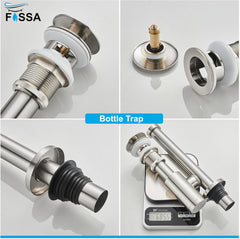 Fossa Stainless Steel Bottle Trap Set with Waste Outlet Pipe for Bathroom Wash Basin/Kitchen Sink (Bottle Trap with Coupling) (Silver)