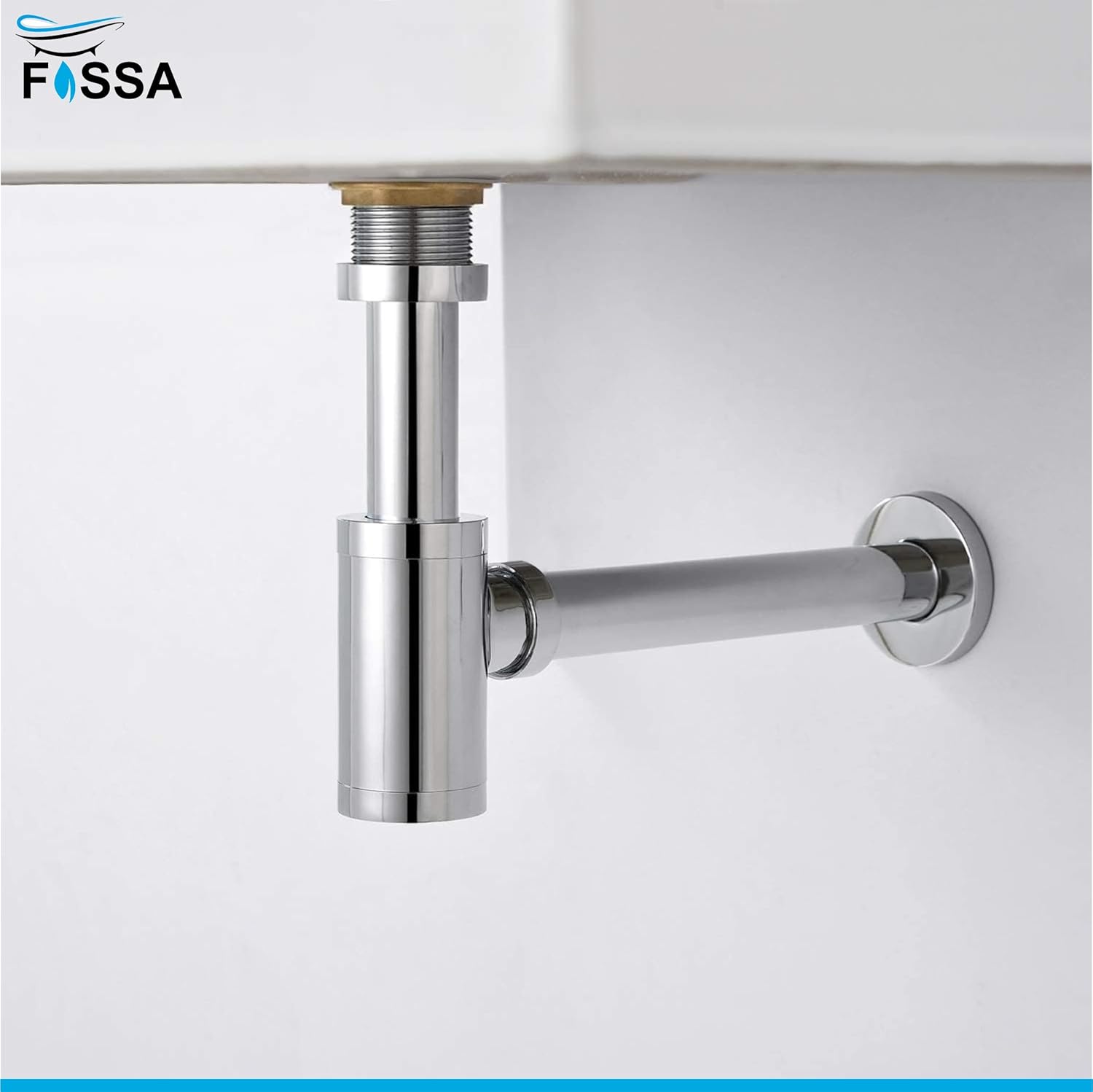 Fossa Stainless Steel Bottle Trap Set with Waste Outlet Pipe for Bathroom Wash Basin/Kitchen Sink (Bottle Trap with Coupling) (Silver)