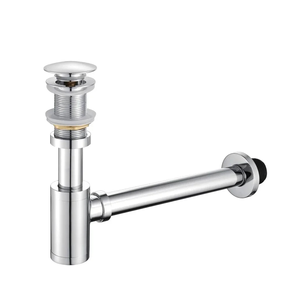 12 inch Stainless Steel Silver Bottle Trap with Flange - Fossa Home 